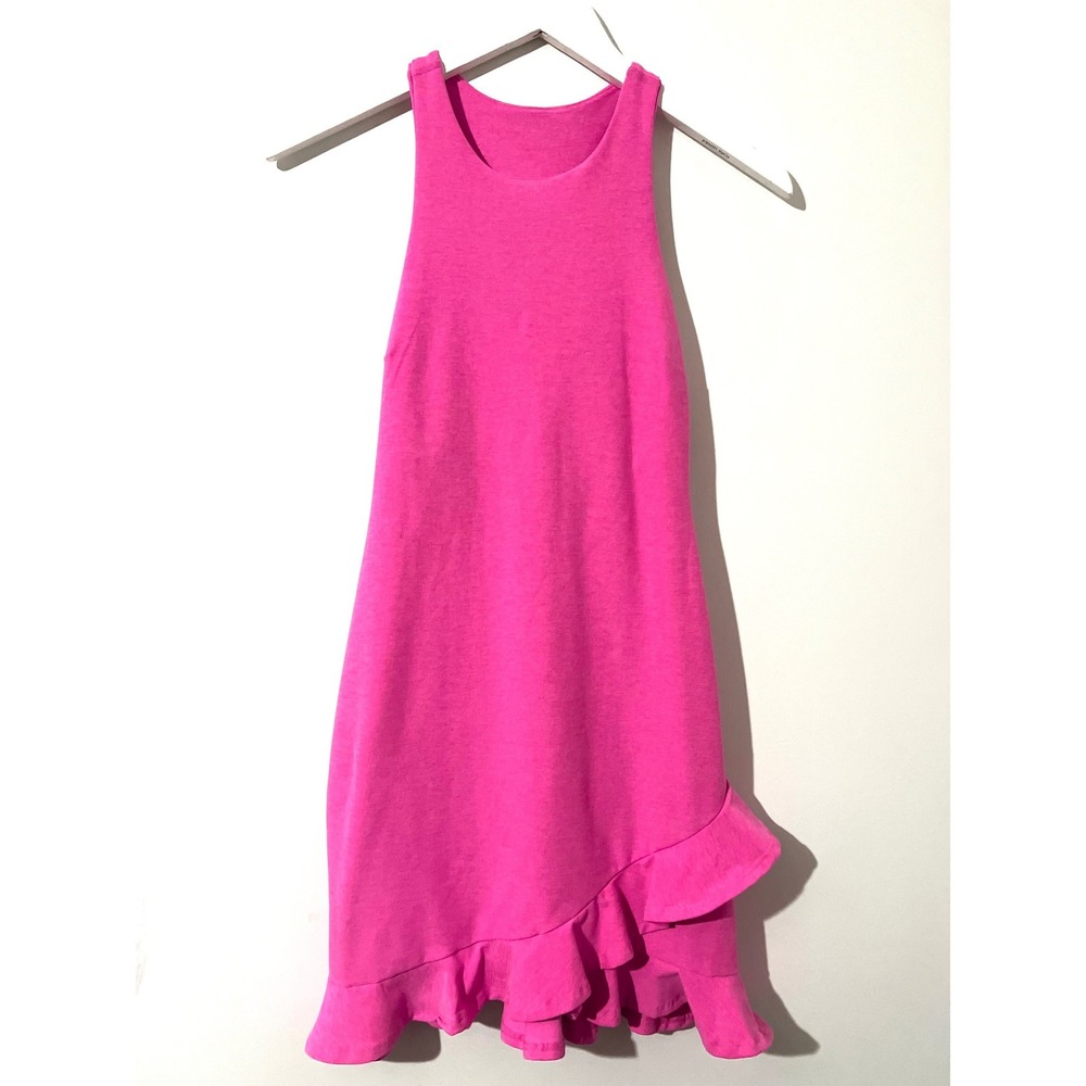 BEYOND YOGA Pink Heathered Ruffled‎ Sleeveless Mini Workout Dress Size XS